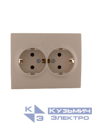 Розетка 2-м СП Karina с заземл. керамика крем. LEZARD 707-0300-127