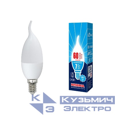 Лампа светодиодная LED-CW37-7W/WW/E14/FR/NR Norma 7Вт матовая E14 (упак. картон) Volpe UL-00003801