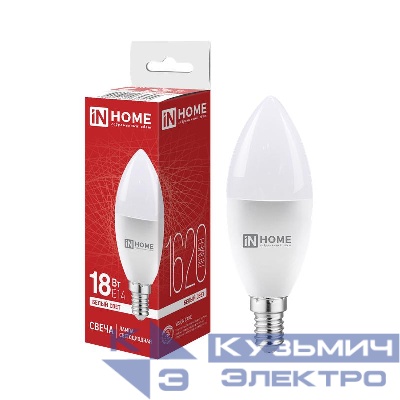 Лампа светодиодная LED-СВЕЧА-VC 18Вт свеча 4000К E14 1620лм 230В IN HOME 4690612065304