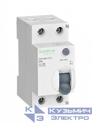 Выключатель дифференциального тока (УЗО) 2п 25А 30мА тип A City9 Set 230В SE C9R68225
