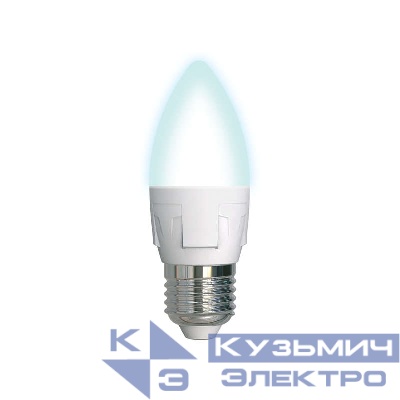 Лампа светодиодная LED-C37 7W/NW/E27 /FR PLP01WH Яркая 7Вт свеча матовая 4000К нейтр. бел. E27 (упак. картон) Uniel UL-00002412