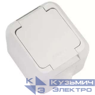 Розетка 1-м ОП 10А IP44 с заземл. с крышкой п/герм. сер. Makel 18104