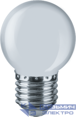 Лампа светодиодная 61 243 NLL-G45-1-230-W-E27 1Вт шар матовая E27 176-264В Navigator 61243