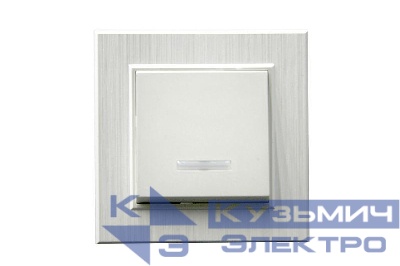 Выключатель 1-клав. с подсветкой Karea LINE STAR жемчуж. Makel 86100021