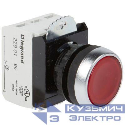 Кнопка 1НО+1НЗ с инд. красн. 230В Osmoz Leg 023758