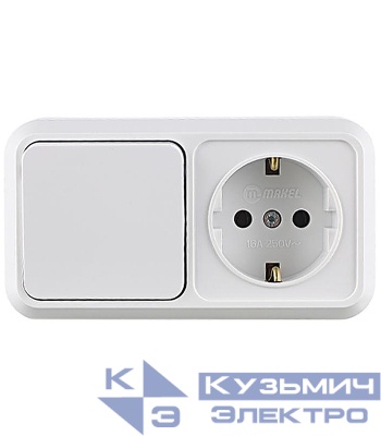 Блок ОП розетка 1-м IP20 с заземл.+выключатель 1-кл. Makel 451A1