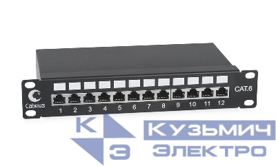 Патч-панель 10дюйм установ. размер 236мм 12 портов RJ45 полностью экранир. кат.6 Dual IDC Cabeus 7953c