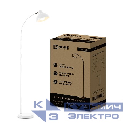 Светильник ТНО 03Б 60Вт E27 230В торшер напольн. на основании под лампу бел. IN HOME 4690612042695