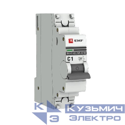 Выключатель автоматический модульный 1п C 1А 4.5кА ВА 47-63 PROxima EKF mcb4763-1-01C-pro