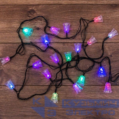 Гирлянда светодиодная "Колокольчики" 2.8м 20LED мультиколор RGB 2Вт IP20 с контроллером Neon-Night 303-062