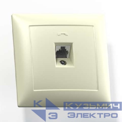 Розетка телефонная 1-м СП Селена РТ1-398 сл. кость Кунцево 8149