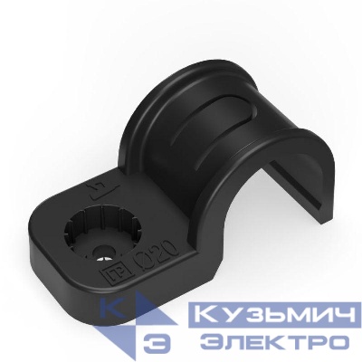 Крепеж-скоба односторонняя d20мм для прямого монтажа атмосф. пластик. черн. (уп.50шт) Промрукав PR13.0373