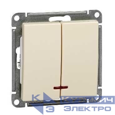 Выключатель 2-кл. СП W59 10А IP20 10AX с подсветкой механизм сл. кость SE VS510-251-2-86