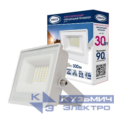 Прожектор светодиодный IFLSLED-DOB-30-865-W-IP65 30Вт 6500К IP65 2500лм бел. IONICH 1487