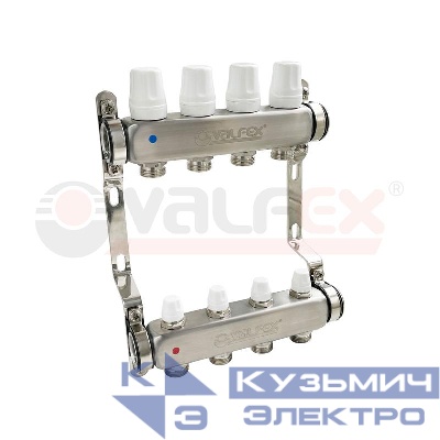 Блок коллекторов 1дюйм х 3 вых. евроконус 3/4дюйм с ручн. регулир. клапан. нерж. сталь (2) К VALFEX VF.582.0603