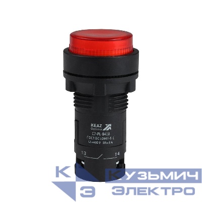 Кнопка с подсветкой OptiSignal Compact D22 С7-PL-B410 красн. 1НО 24В AC/DC XB7NW34B1 КЭАЗ 362091