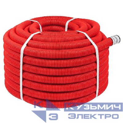 Труба гофрированная двустенная ПНД гибкая d40мм с протяжкой SN13 красн. (уп.50м) EKF tg2st-40-50m