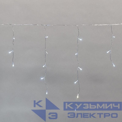 Гирлянда светодиодная "Айсикл" (бахрома) 5х0.6м 112LED бел. 3.4Вт 230В IP44 эффект мерцания провод прозр. Neon-Night 255-525
