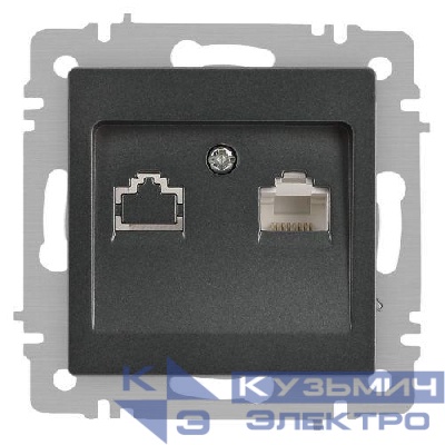Розетка компьютерная 1-м СП Accent 6-303-07 RJ45 IP20 графит Intro Б0063638