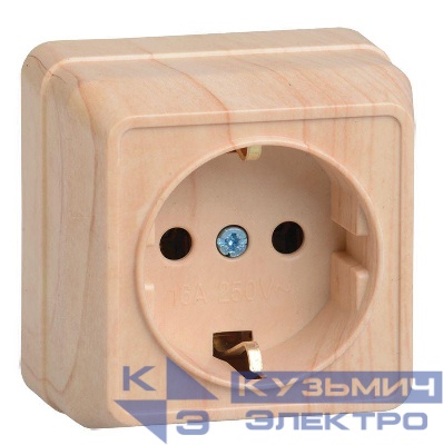 Розетка 1-м ОП Октава РС20-3-ОС 16А IP20 с заземл. сосна GENERICA ERO11-K03-16-DC