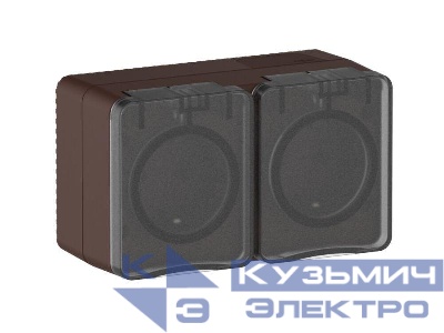 Розетка 2-м ОП AtlasDesign PROFI 16А IP54 заземл. защ. шторки корич. SE ATN546026