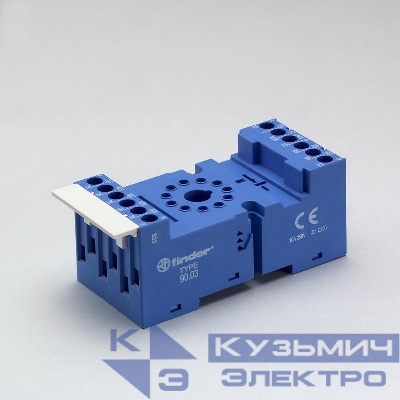 Розетка с винт. клеммами (с зажимной клетью) для реле 60.13 таймера 88.02 модули 86.00 86.30 99.02 в комплекте металлич. клипса 090.33 син. FINDER 9003SMA