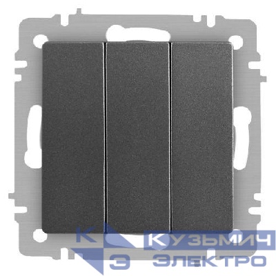 Выключатель 3-кл. СП Accent 6-106-07 10А IP20 250В AL/CU графит Intro Б0063544