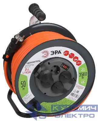 Удлинитель на метал. катушке 4х50м с заземл. IP44 RMx-4es-3x2.5-50m с выкл. ПВС 3х2.5 Эра Б0052922