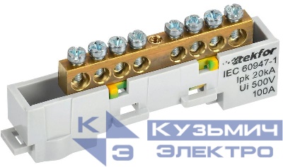Шина PE "земля" неизол. на универс. держ. 6х9-8-Ж TEKFOR IEK TF-NN10-08-DL-K05