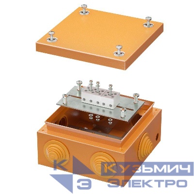 Коробка ответвительная FS 150х150х80мм 5р 450В 10А 6кв.мм с каб. вводами и клеммн. IP55 сталь. DKC FSB31506