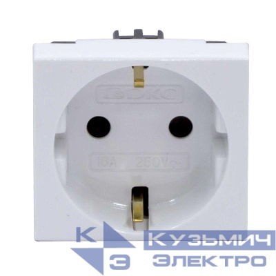 Розетка 1-м 2мод. Viva 16А IP20 2P+E с заземл. защ. шторки бел. DKC 45005