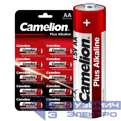 Элемент питания алкалиновый AA/LR6 1.5В Plus Alkaline LR6-BP1х10P (блист.10шт) Camelion 14135