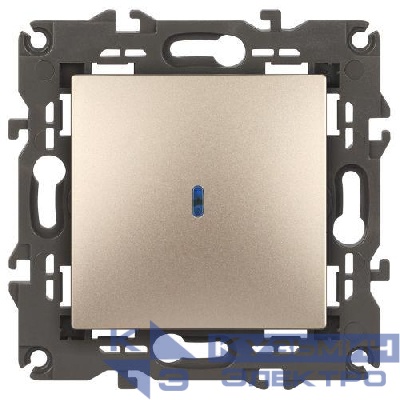 Выключатель 1-кл. СП Elegance 14-1102-04 10А IP20 250В 10AX с подсветкой механизм шампань Эра Б0034218
