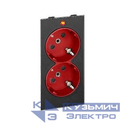 Розетка 2-м СП Simon Connect 16А 2х2P+E с заземл. с индикацией S-модуль механизм графит/красн. Simon S1-6-14