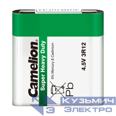 Элемент питания солевой "квадрат" 3R12 3R12-SP1G 4.5В SR-1 Camelion 1673