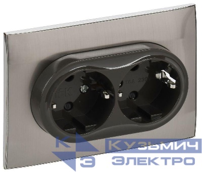 Розетка 2-м SKANDY 16А с заземл. защ. шторки в сборе SK-R07N никель IEK SK-R24-16-K50-F