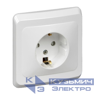 Розетка 1-м СП Этюд 16А IP20 250В с заземл. защ. шторки бел. SE PC16-004B