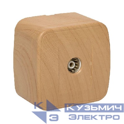 Розетка телевизионная TV 1-м ОП Минск 5-862МГц 75Ом свет. дерево EKF EGA00-027-30