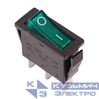 Выключатель клавишн. 250В 15А (3с) ON-OFF зел. с подсветкой (RWB-404; SC-791; IRS-101-1C) Rexant 36-2213