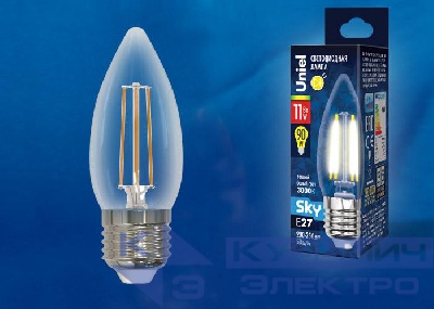 Лампа светодиодная LED-C35-11W/3000K/E27/CL PLS02WH Sky прозр. картон Uniel UL-00005166