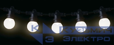 Гирлянда уличная "Белт-лайт" PBL-S60/L18+1.5 Black E27 IP65 18м 60ламп 1.5м шнур соедин. в линию max750Вт (лампы не в компл.; возможно использов. с фитолампами в теплице) Pro JazzWay 5040588A