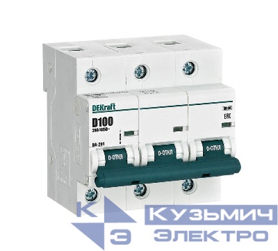 Выключатель автоматический модульный 3п D 100А 10кА ВА-201 DEKraft 13021DEK
