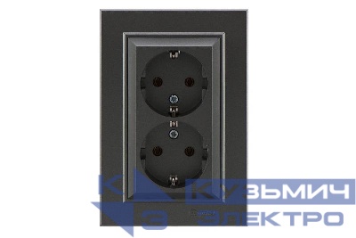 Розетка 2-м СП Karea 16А IP20 с/з дым. металлик Makel 56050082