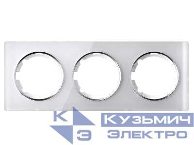 Рамка 3-м Garda горизонт. стеклянная бел. 2E52301300 OneKeyElectro 2234926
