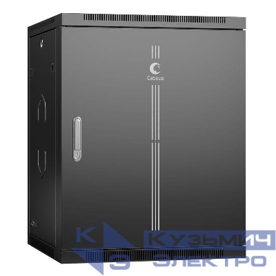 Шкаф телекоммуникационный настенный SH-05F-15U60/60m-R-BK 19дюйм 15U 600х600х769мм дверь метал. черн. (RAL 9004) Cabeus 10746c