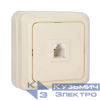 Розетка телефонная 1-м ОП Олимп сл. кость UNIVersal Б-О0034