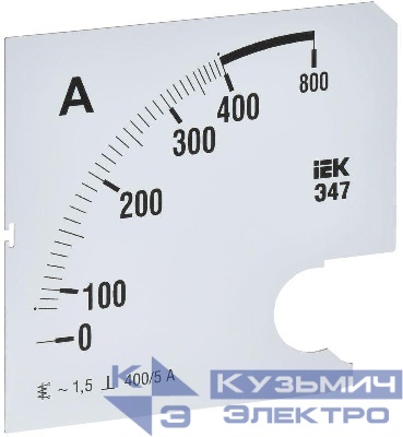 Шкала сменная для амперметра Э47 400/5А-1.5 96х96мм IEK IPA20D-SC-0400