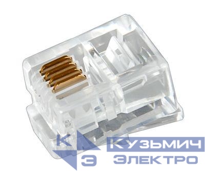 Разъем телефонный RJ-14 6P4C (уп.100шт) Rexant 05-1012