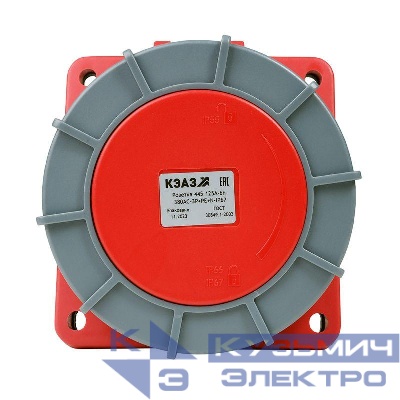 Розетка фланцевая наклонная 445 125А 6h 380AC 3P+PE+N IP67 КЭАЗ 332745
