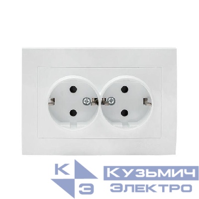 Розетка 2-м СП Валенсия 16А IP20 с заземл. защ. шторки бел. PROxima EKF EWR16-128-10